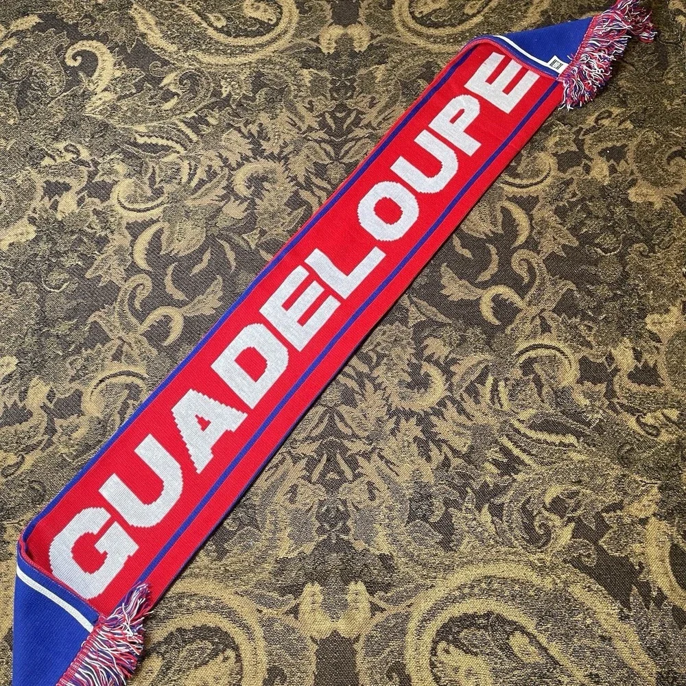 Guadeloupe Soccer Football Scarf Licensed New Red Blue Double Sided New